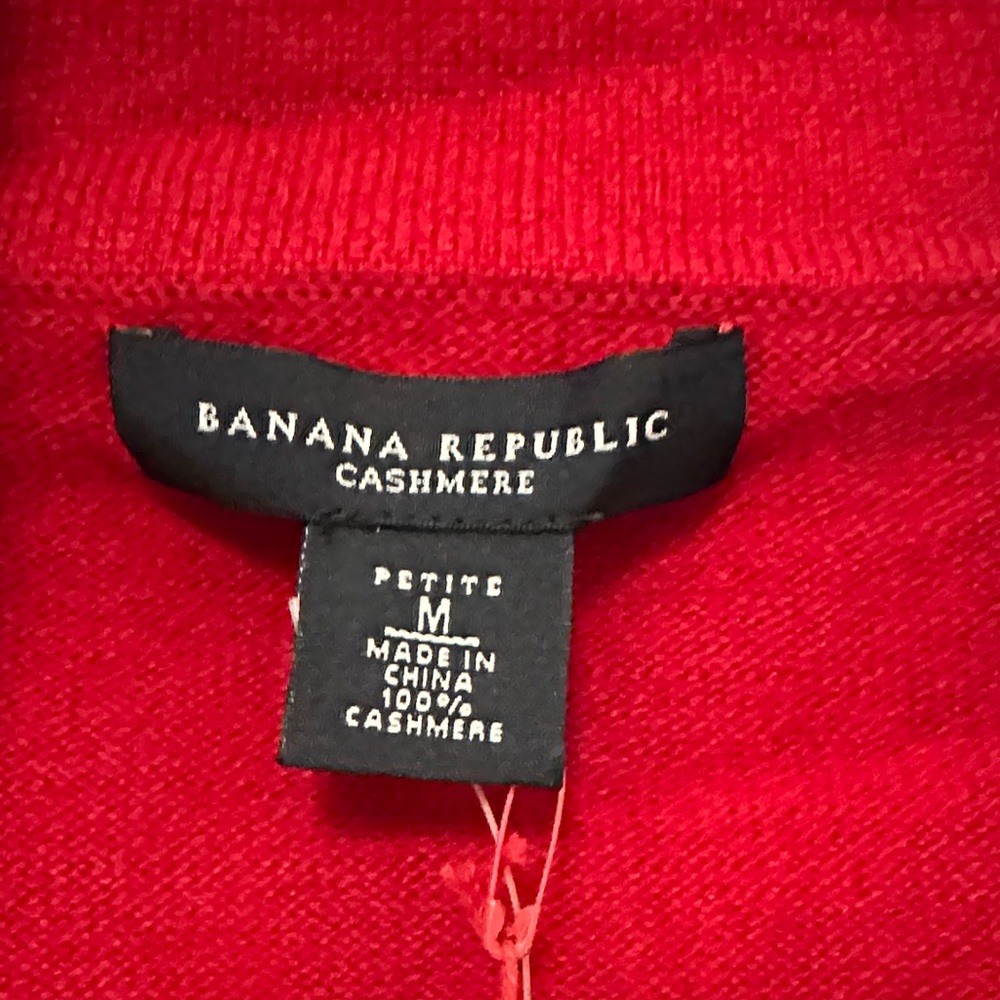 NWT Banana Republic Vibrant Red Zip-Up  Cashmere Cardigan - Picture 5 of 5